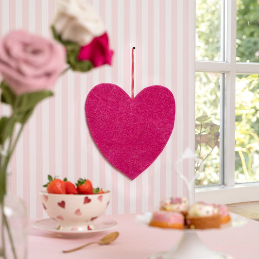 Vilten hanger hart fuchsia xl