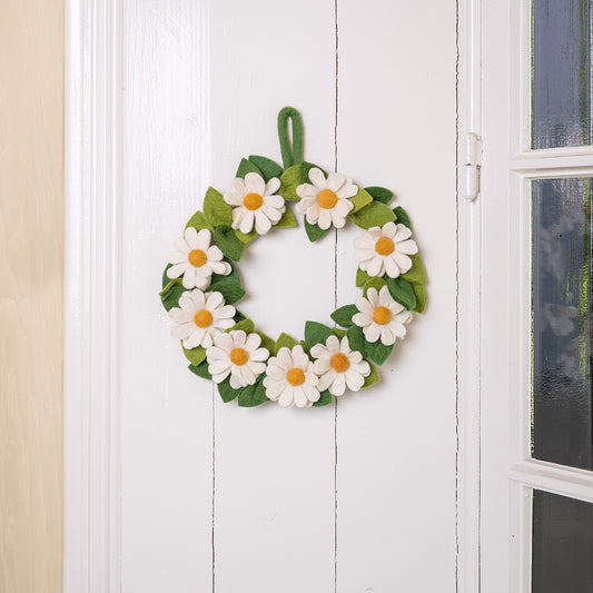 Vilten krans margrietjes xl