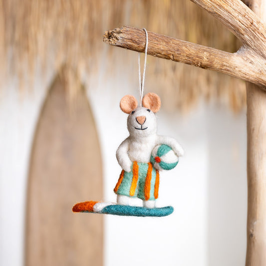 Vilten hanger muis surfboy turquoise