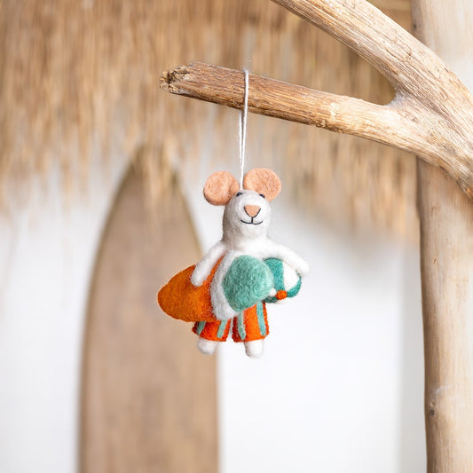 Vilten hanger muis surfboy oranje