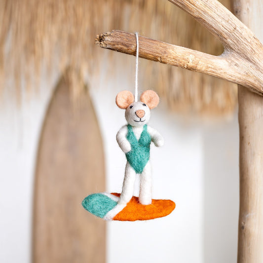 Vilten hanger muis surfgirl turquoise