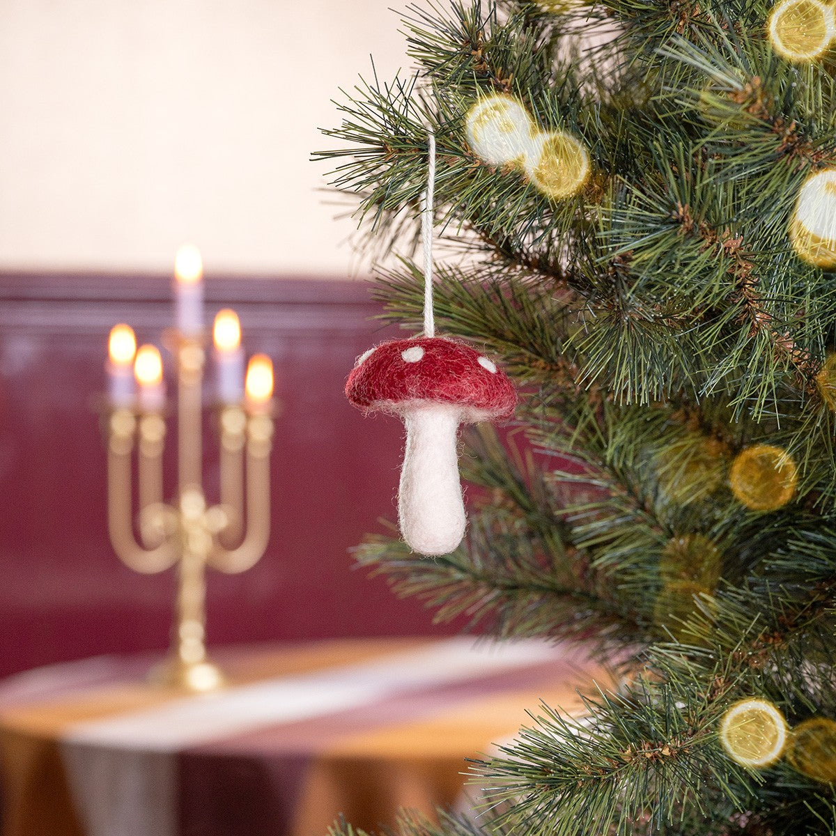 Ornament Mushroom Indian Summer Medium Burgundy