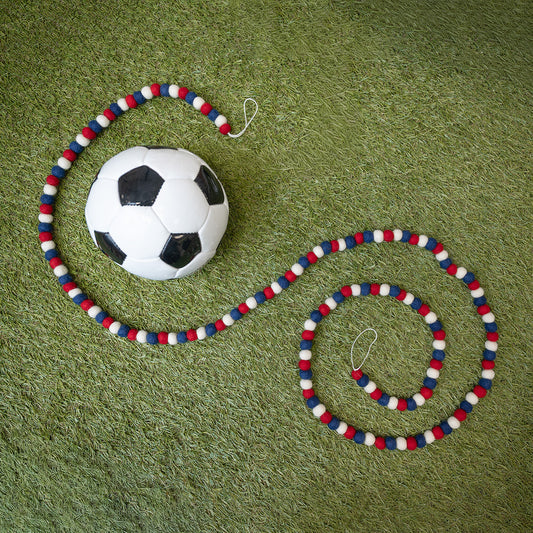 Vilten viltslinger viltballetjes small rood-wit-blauw