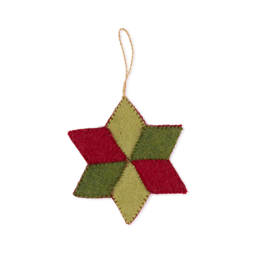Detailfoto van vilten hanger ster english christmas patchwork