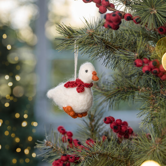 Vilten hanger gans met sjaal rood