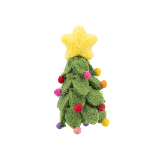 Vilten vingerpopje kerstboom multicolor