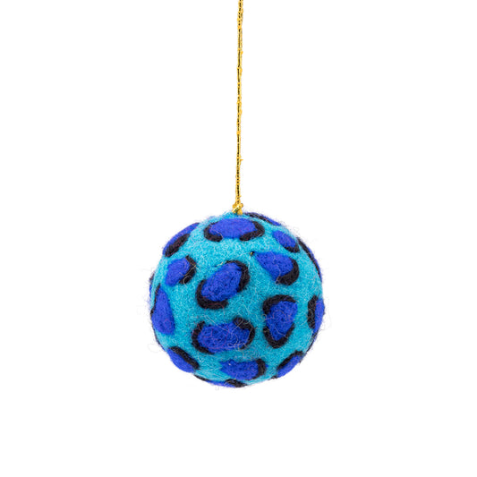 Vilten hanger bal panter turquoise