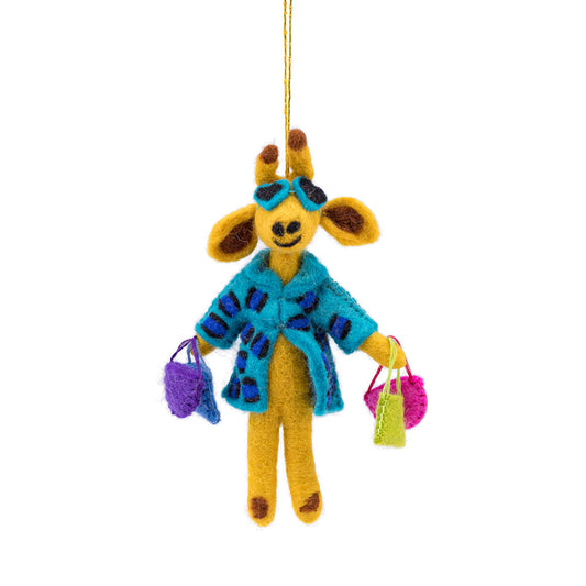 Vilten hanger giraffe shopaholic turquoise