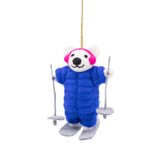 Vilten hanger ijsbeer skiër blauw