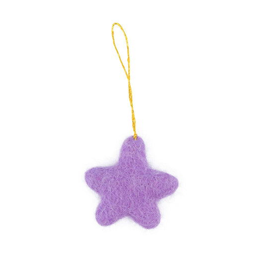 Vilten hanger ster kitschmas lila
