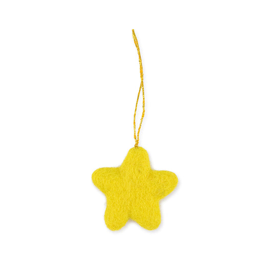 Vilten hanger ster kitschmas geel