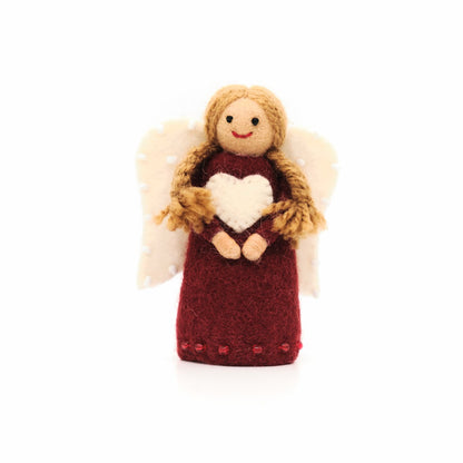 Vilten kerstengeltje donkerrood
