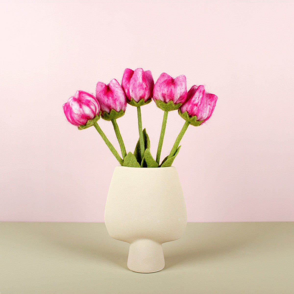Detailfoto van vilten tulp fey
