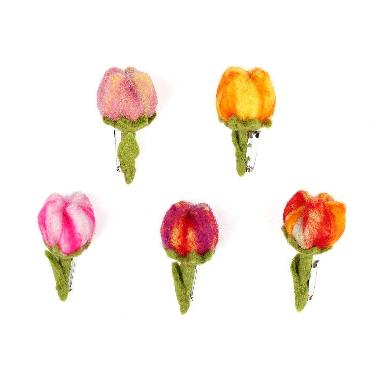 Detailfoto van vilten broche tulp riva