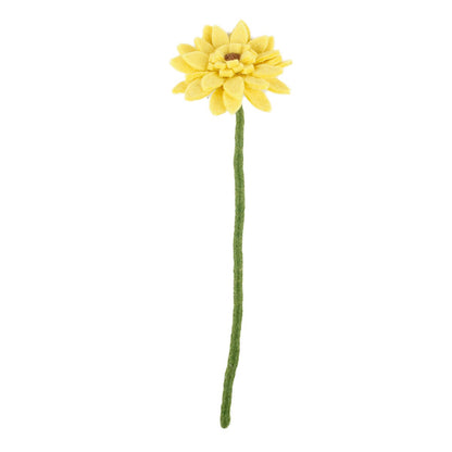 Detailfoto van vilten gerbera geel
