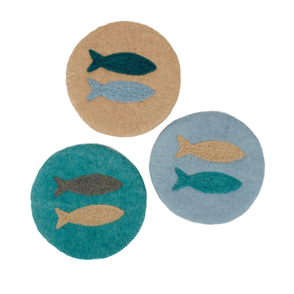 Detailfoto van vilten onderzetter 20 cm beachlife sea