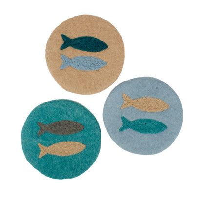 Detailfoto van vilten onderzetter 20 cm beachlife sea