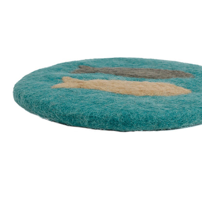 Detailfoto van vilten onderzetter 20 cm beachlife sea