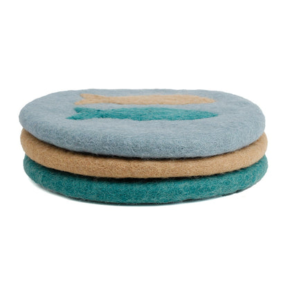 Detailfoto van vilten onderzetter 20 cm beachlife sea