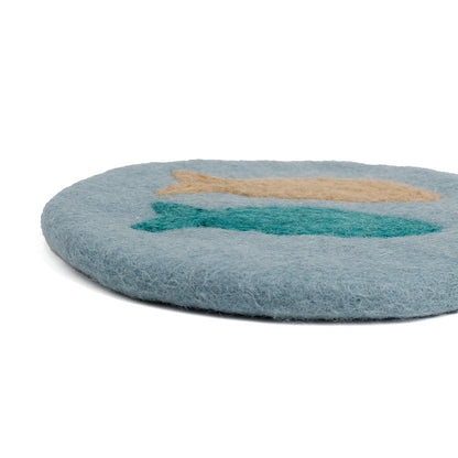 Detailfoto van vilten onderzetter 20 cm beachlife sky
