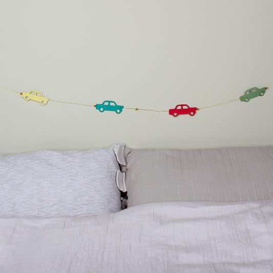 Vilten papierslinger autootjes multicolor
