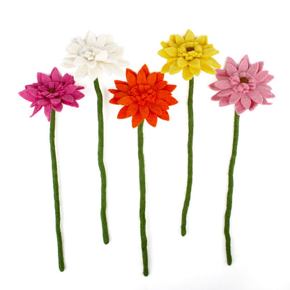 Detailfoto van vilten gerbera geel