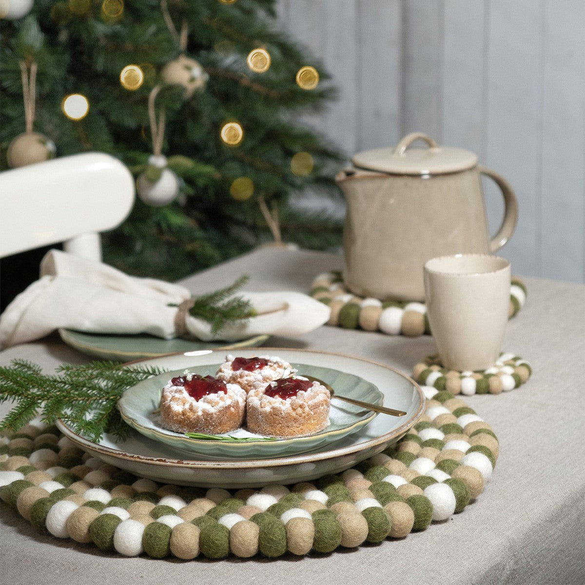 Vilten onderzetter vb 40 cm rond mistletoe
