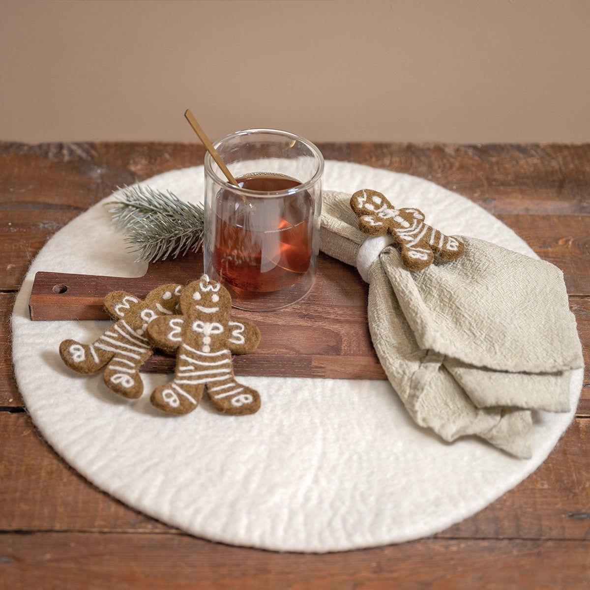 Detailfoto van vilten servetring gingerbread 6 st.