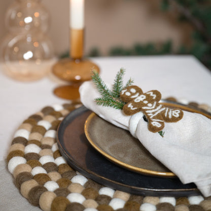 Detailfoto van vilten servetring gingerbread 6 st.