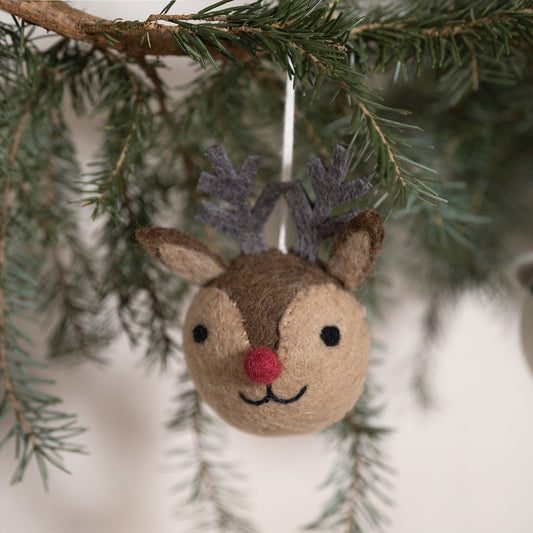 Vilten kerstbal winterdier rendier