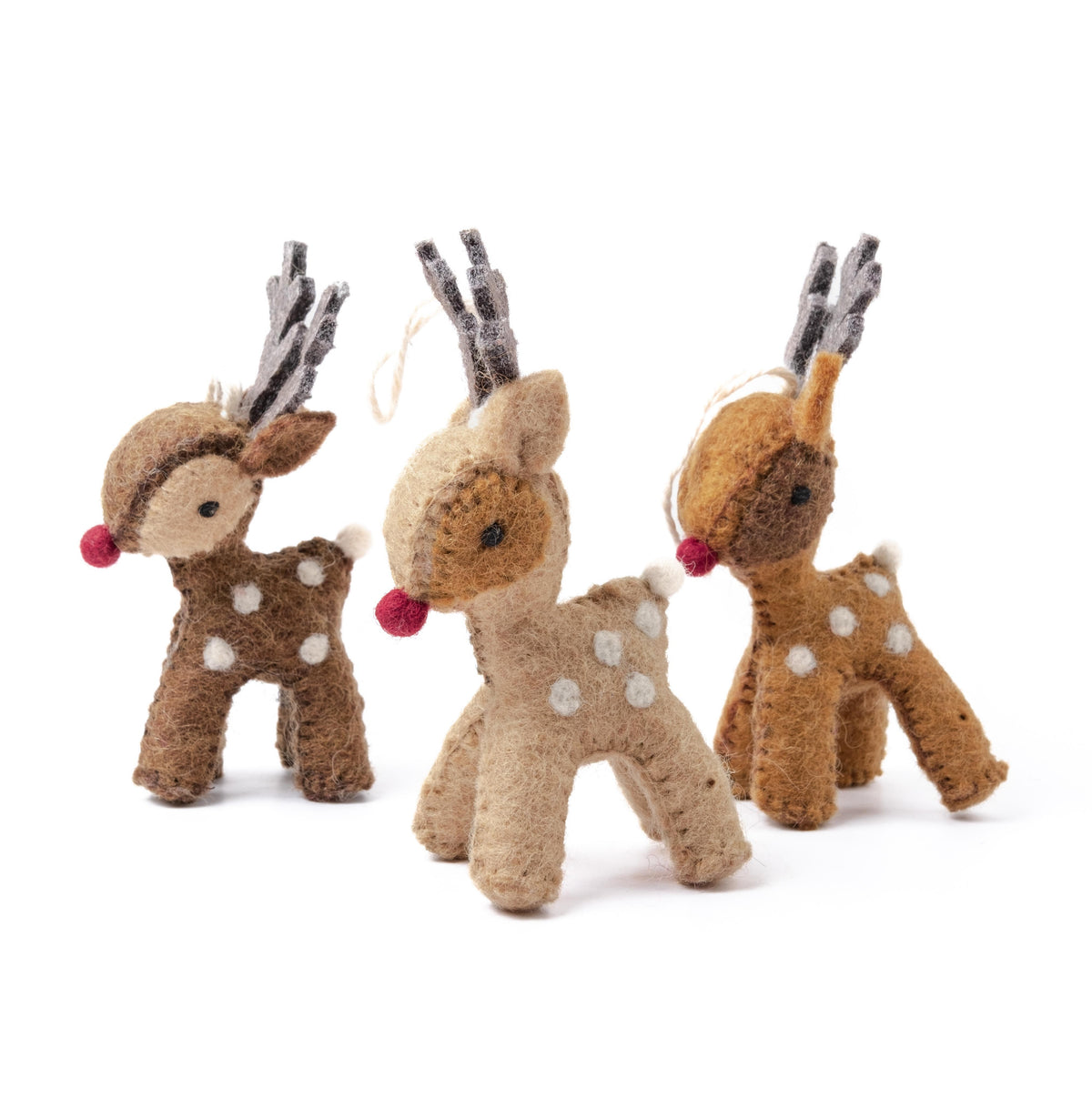 Detailfoto van vilten hanger rendier gember