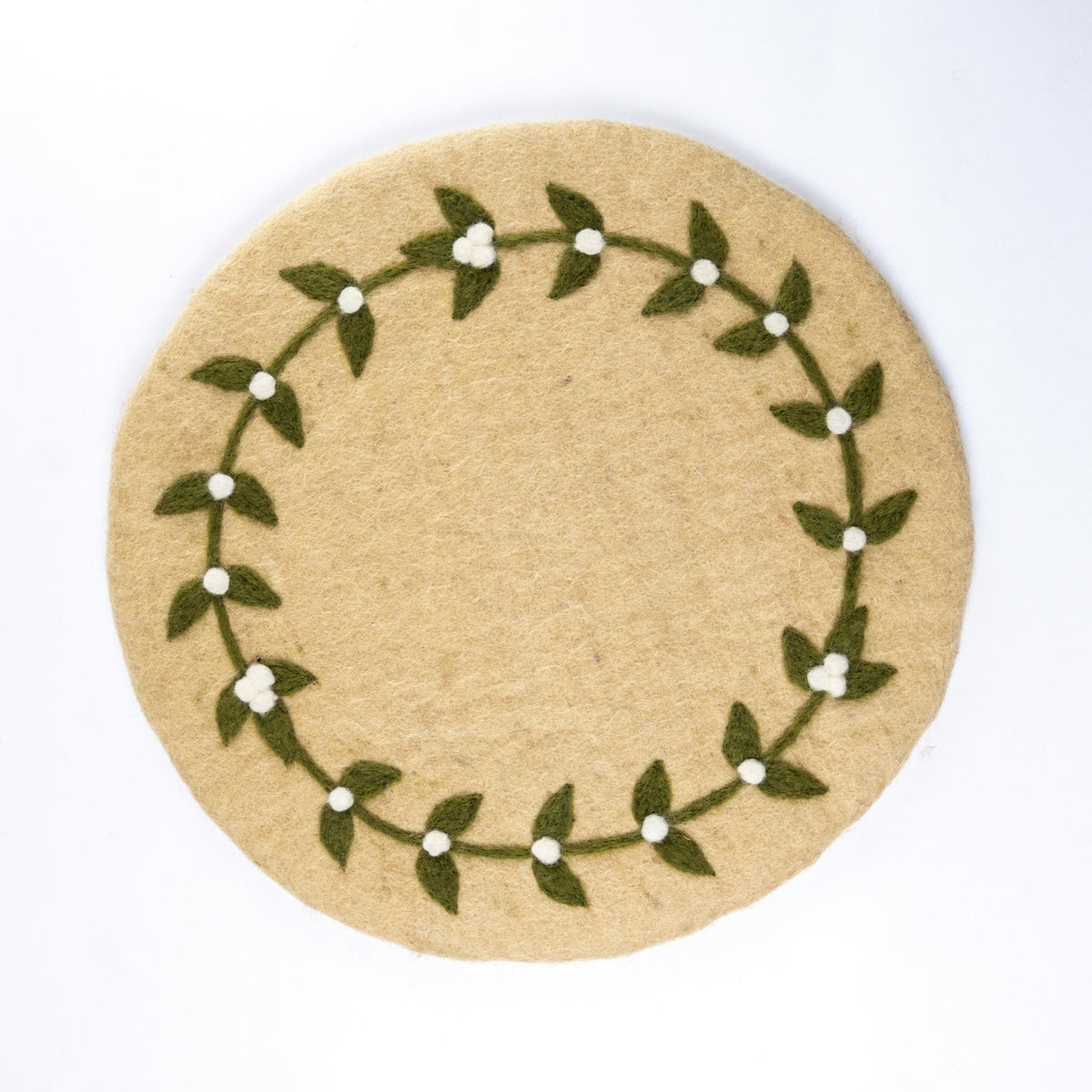 Detailfoto van vilten onderzetter 35 cm mistletoe