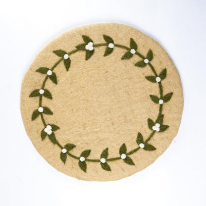 Detailfoto van vilten onderzetter 35 cm mistletoe