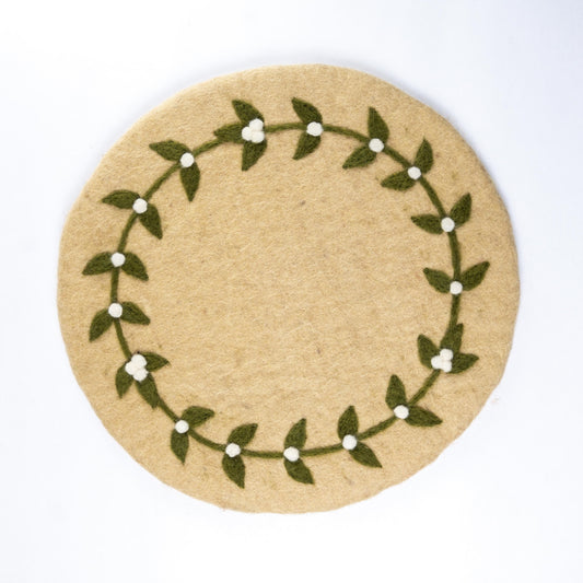 Detailfoto van vilten onderzetter 35 cm mistletoe