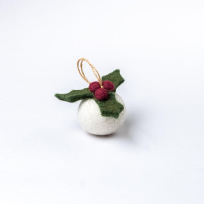 Detailfoto van vilten kerstbal holly berry small 3d