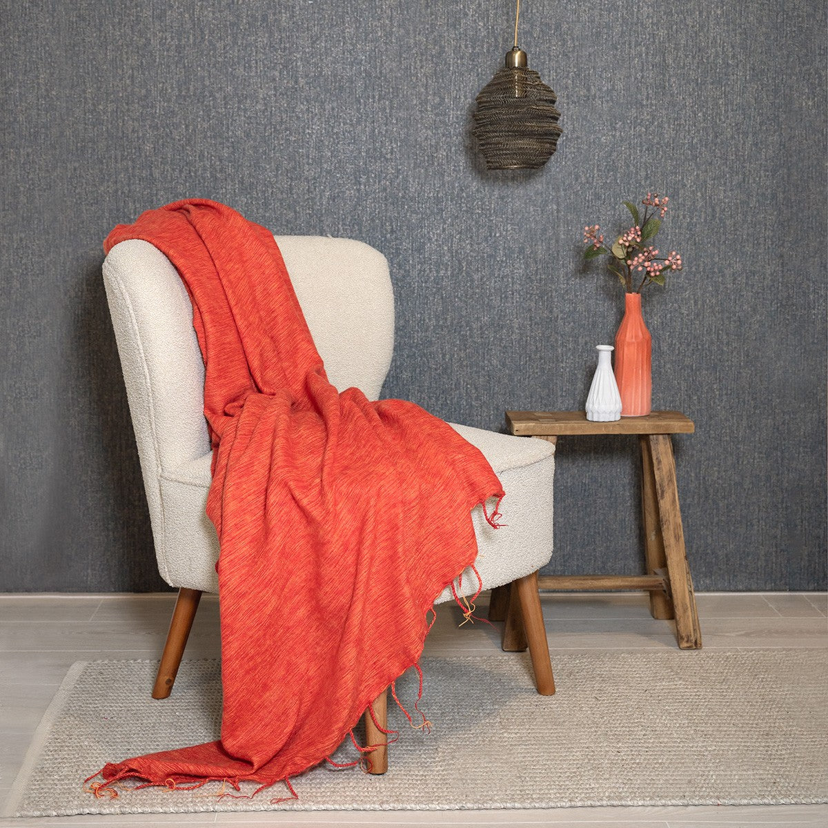 Detailfoto van plaid warm oranje