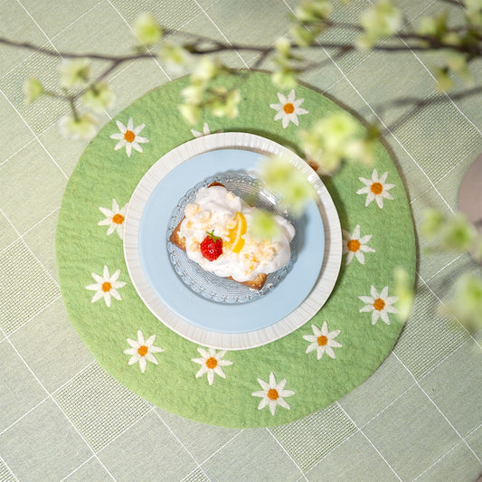 Onderzetter 35 cm Margrietjes Groen