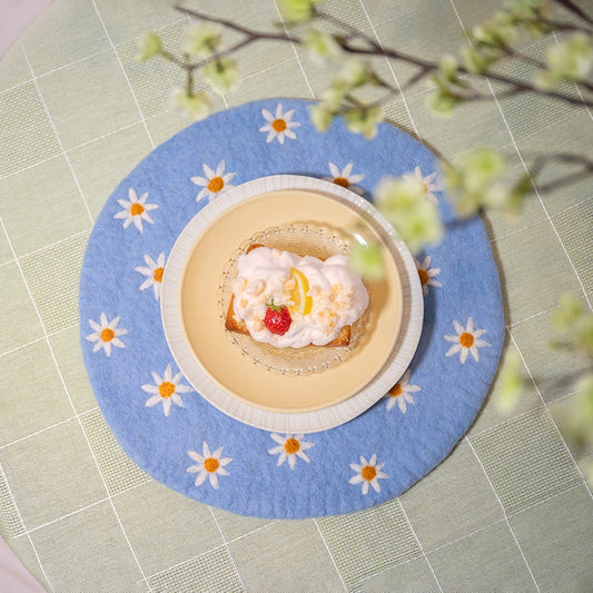 Onderzetter 35 cm Margrietjes Blauw