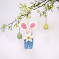 Bunny with Daisy Blue Ornament
