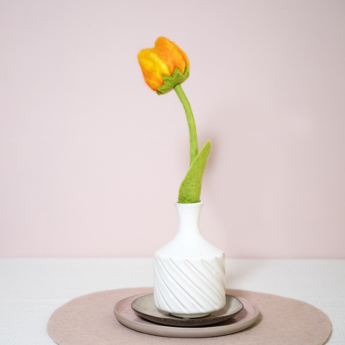 Detailfoto van vilten tulp olivia