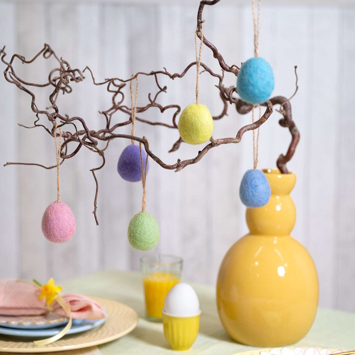 Vilten hanger paasei pastel medium 6 st.