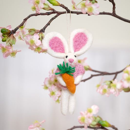 Hanger Haasje met Wortel Roze