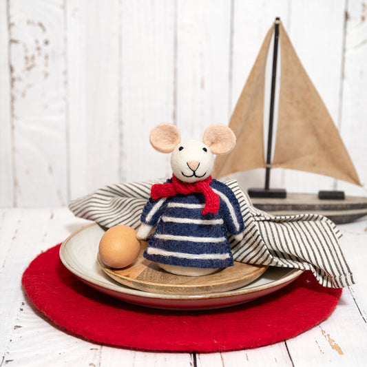 Vilten decoratie muis nautisch matroos