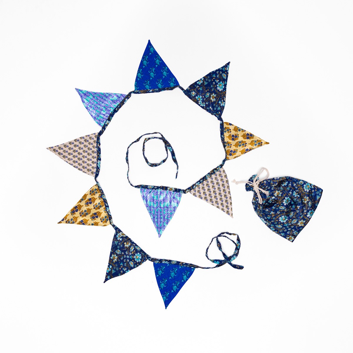 Detailfoto van vilten sarislinger vlag small blauwtinten