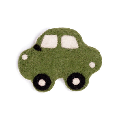 Detailfoto van vilten magneet auto 2d donkergroen