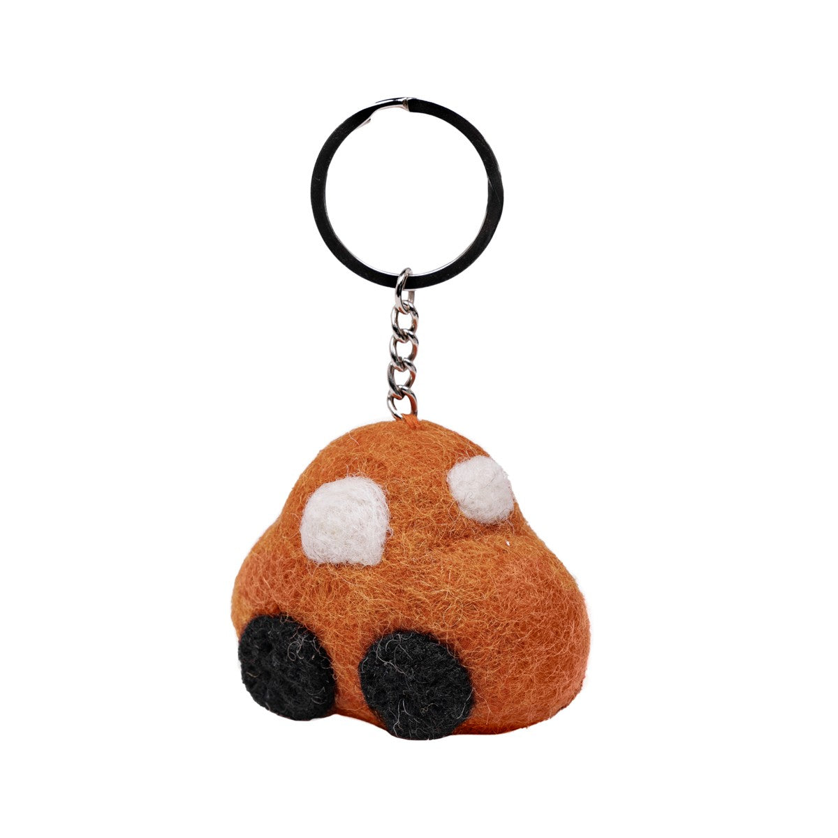 Detailfoto van vilten sleutelhanger auto 3d cognac