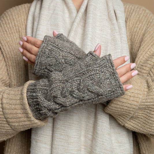 Handwarmers Cable Taupe Gemêleerd