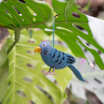 Vilten vogel: grasparkiet blauw
