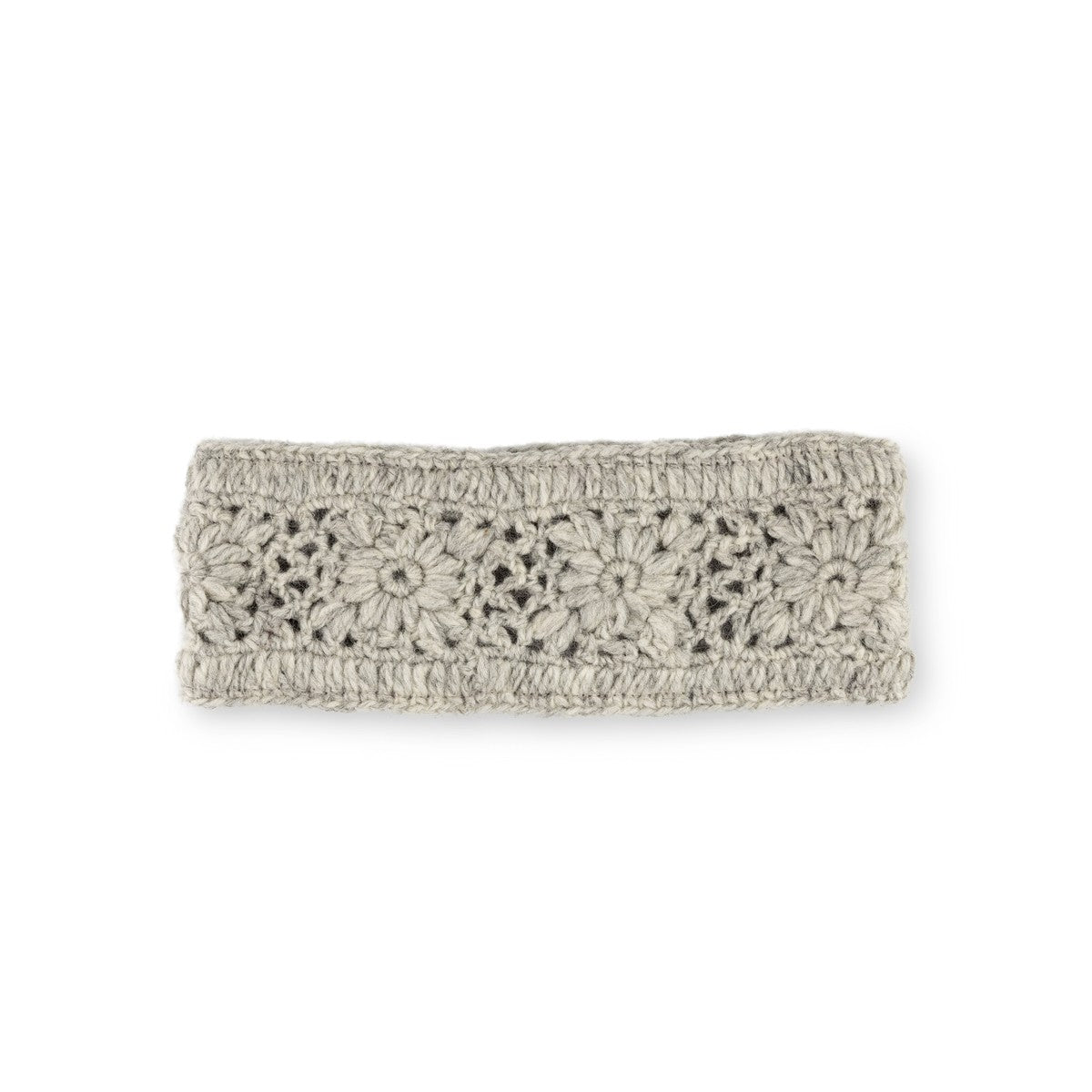 Detailfoto van haarband granny square lichtgrijs