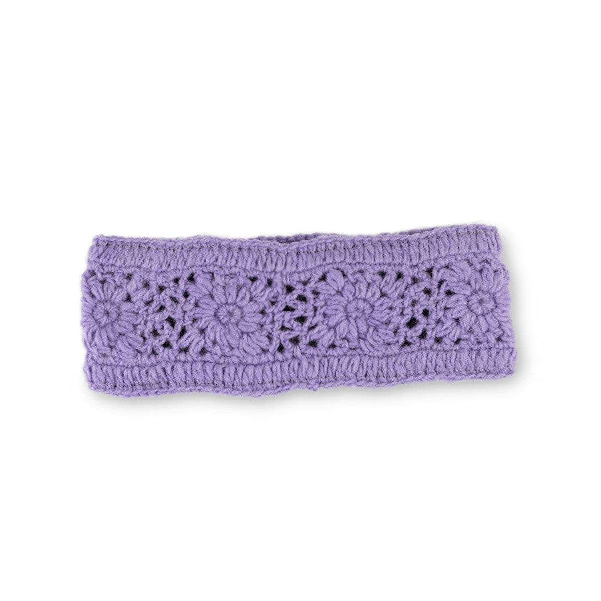 Detailfoto van haarband granny square lila